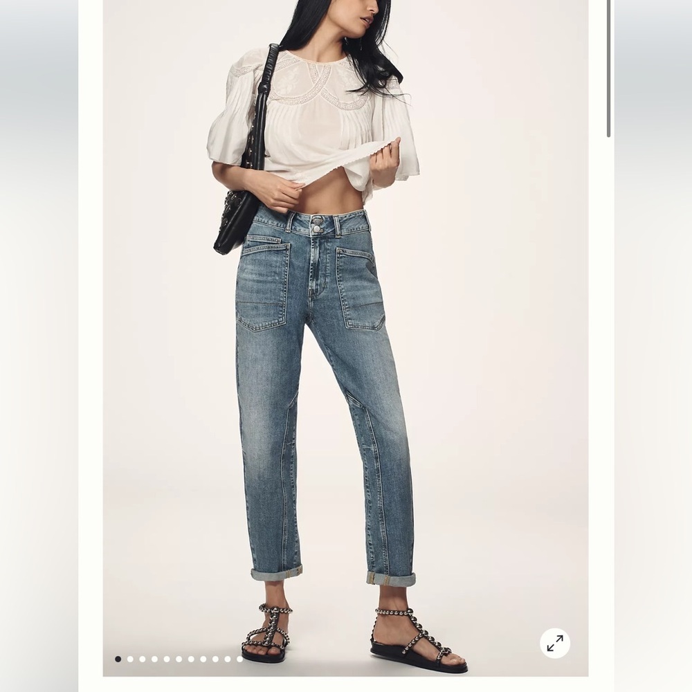 Anthropologie The Wanderer Mid-Rise Relaxed Jeans by Pilcro Sz 27 Light Wash